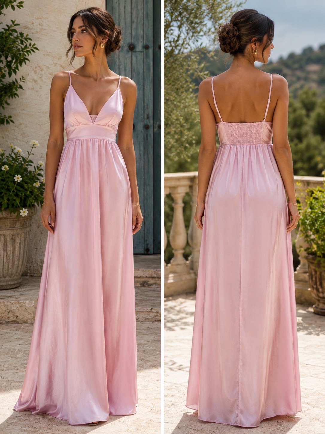 Robe satinèe rose neuf avec etiquette 