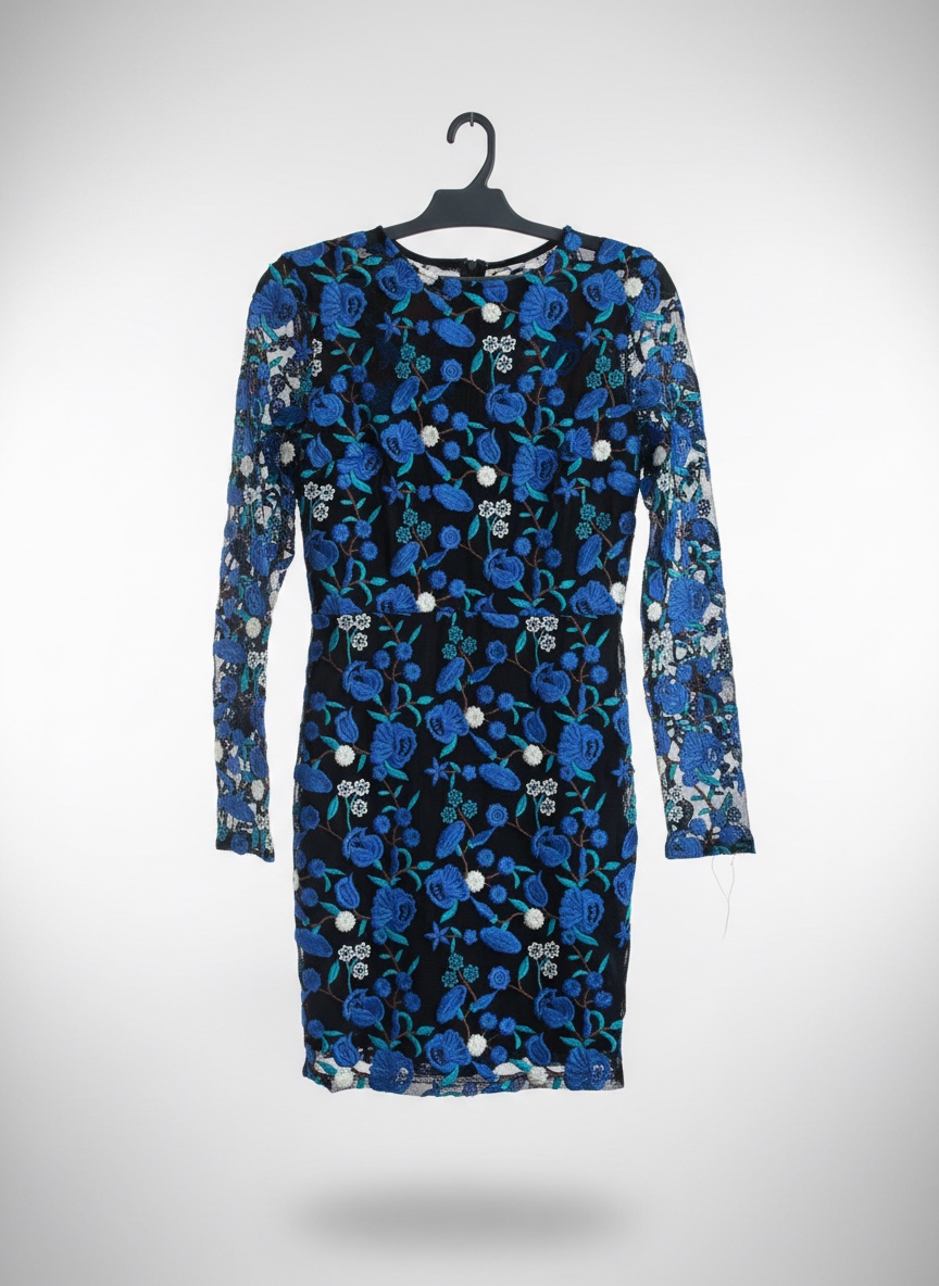 Robe bleu floral avec doublure taille xs 