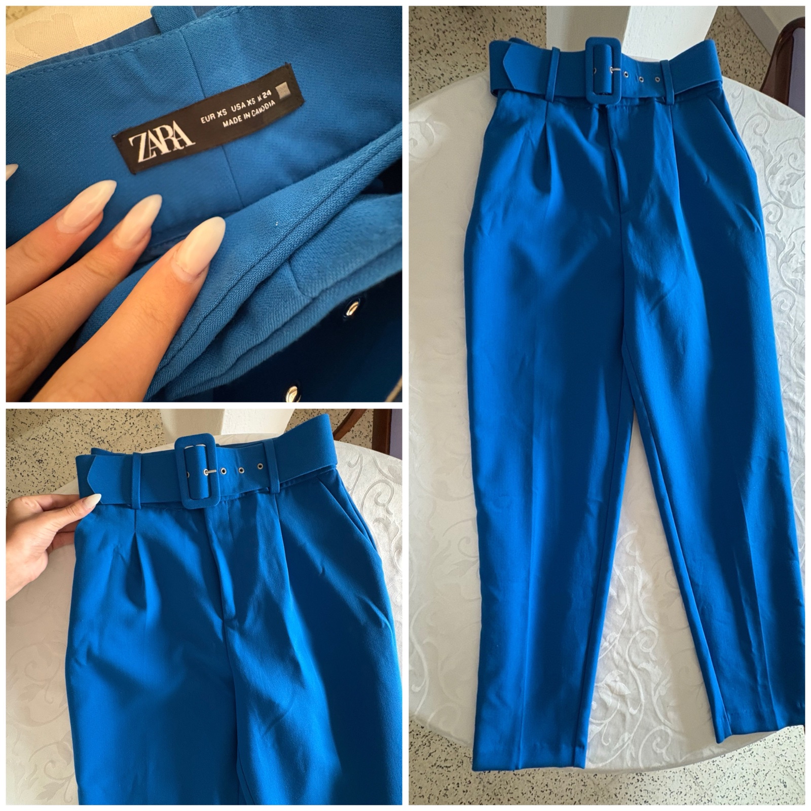Magnifique pantalon Zara taille haute, coupe élégante et féminine. Taille XS, comme neuf, avec une belle coupe qui sublime la silhouette. Une pièce chic et facile à associer pour un look élégant au quotidien ou plus habillé.