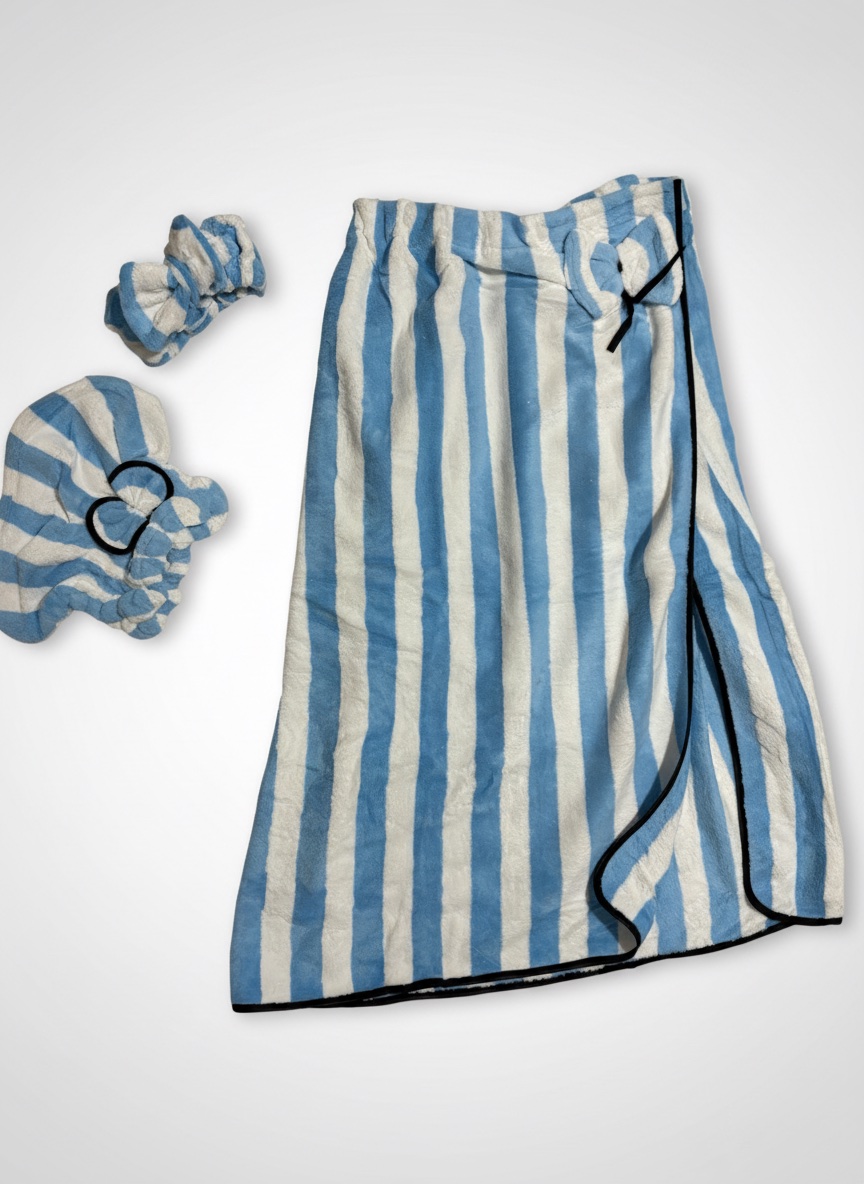 Robe de bain bleu classe 3 pieces