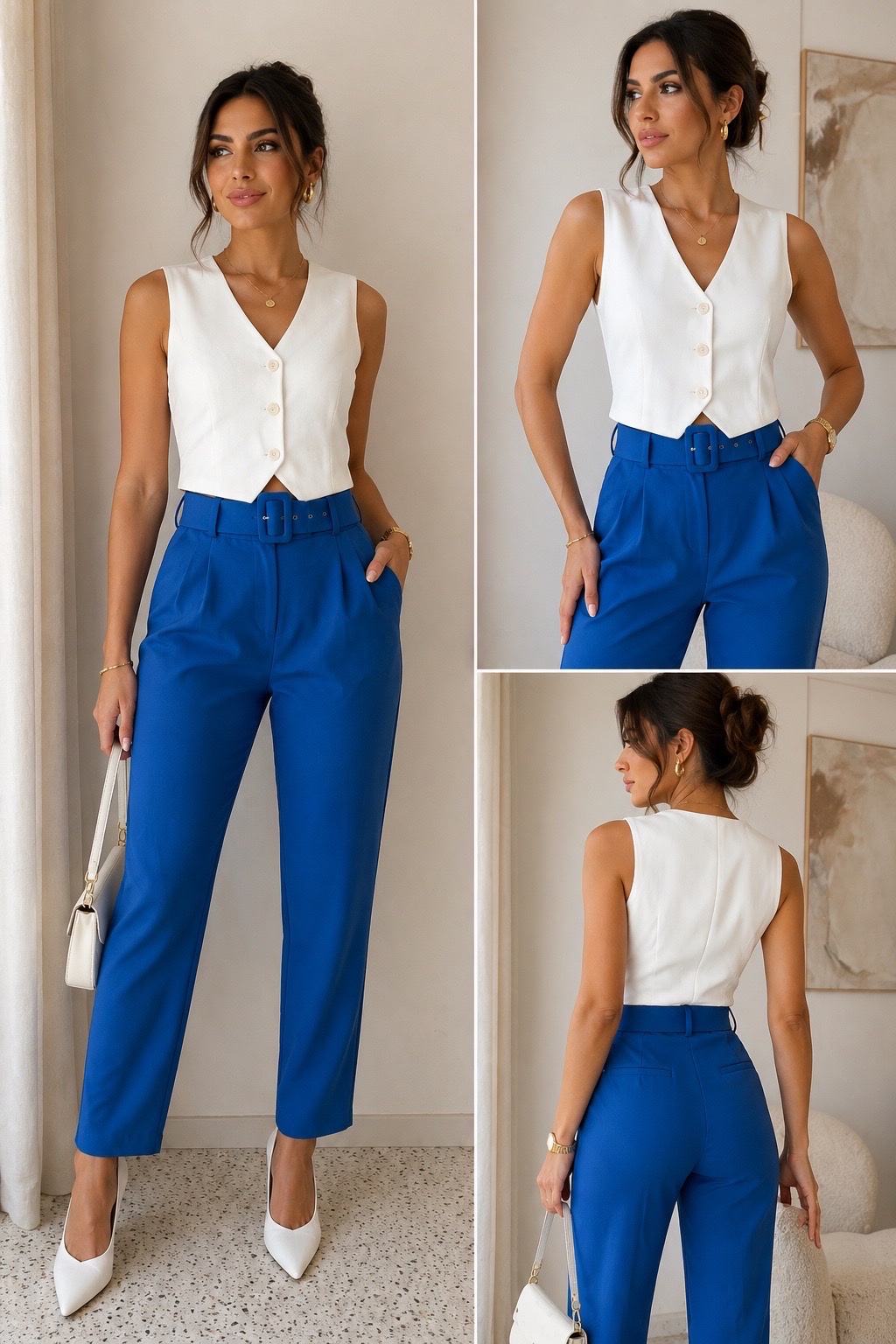 Joli pantalon bleu Zara, taille XS, taille haute, parfait pour un look business attire.