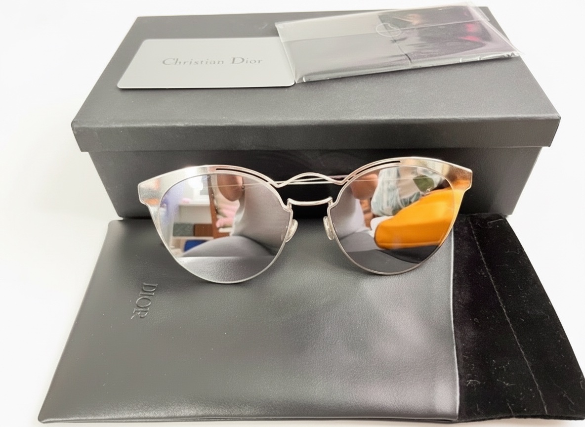 LUNETTES DE SOLEIL NEUVES CHRISTIAN DIOR NEBULA/S 010-0T PALLADIUM/ARGENT MIROIR AUTHENTIQUES