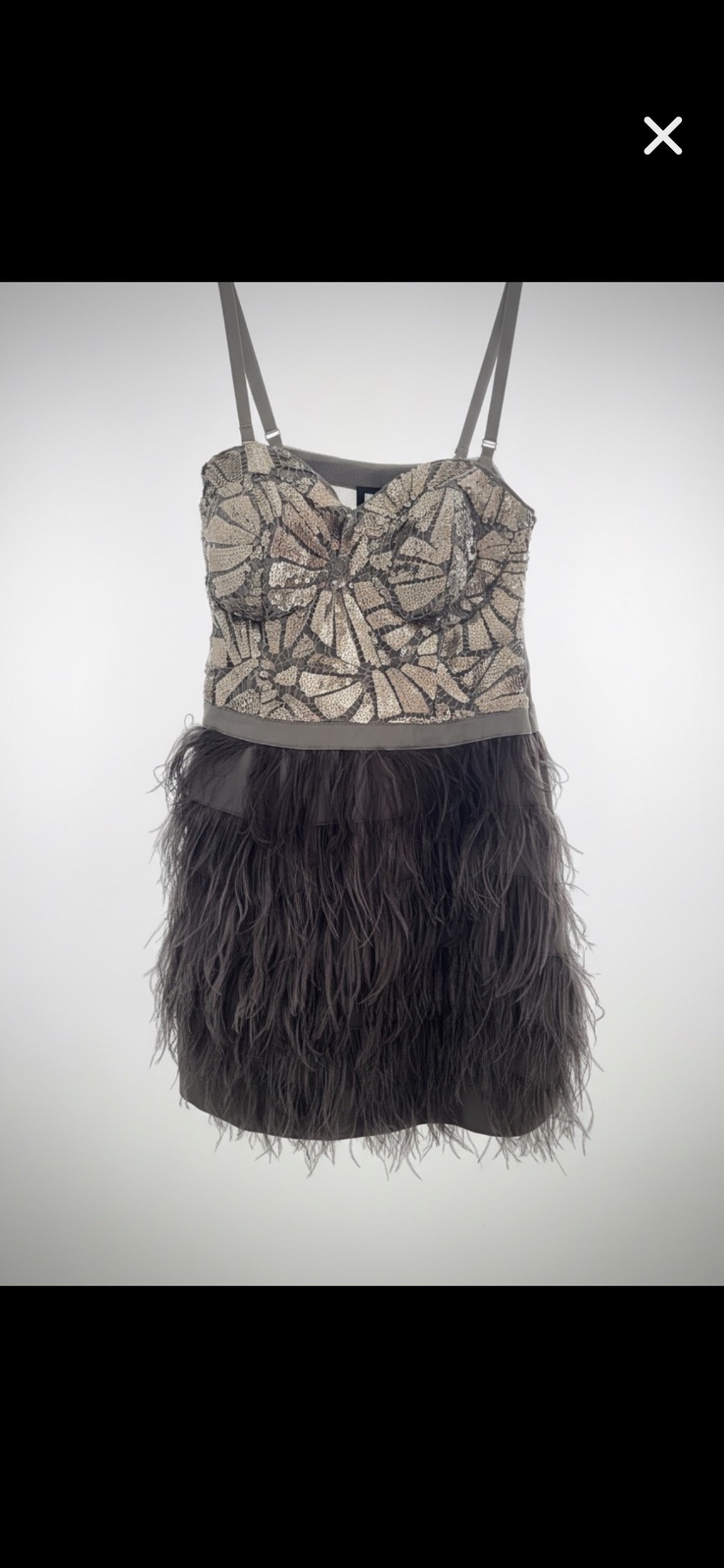 Robe bb bustier sequin et plume