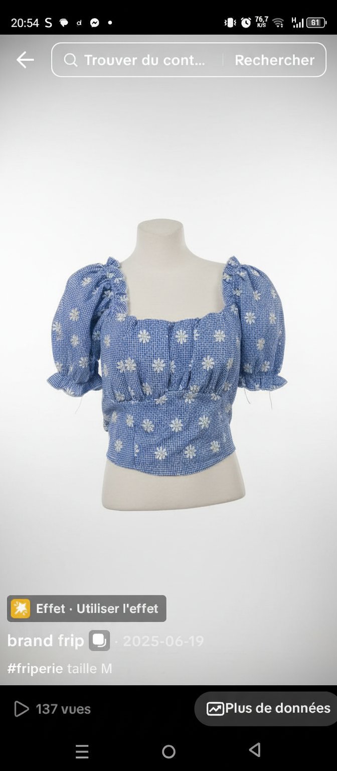 Chemise bleue Fleurie 