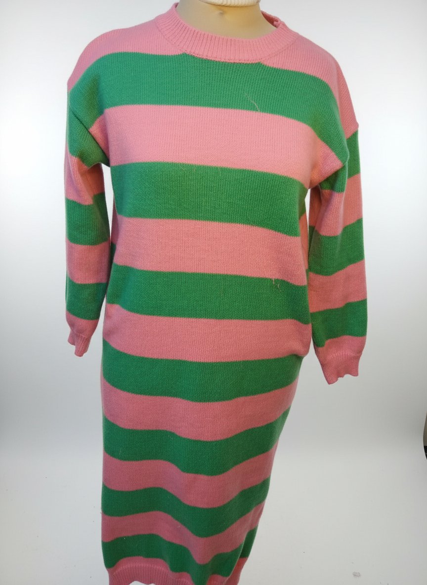 Robe  chanel riée rose et vert 
