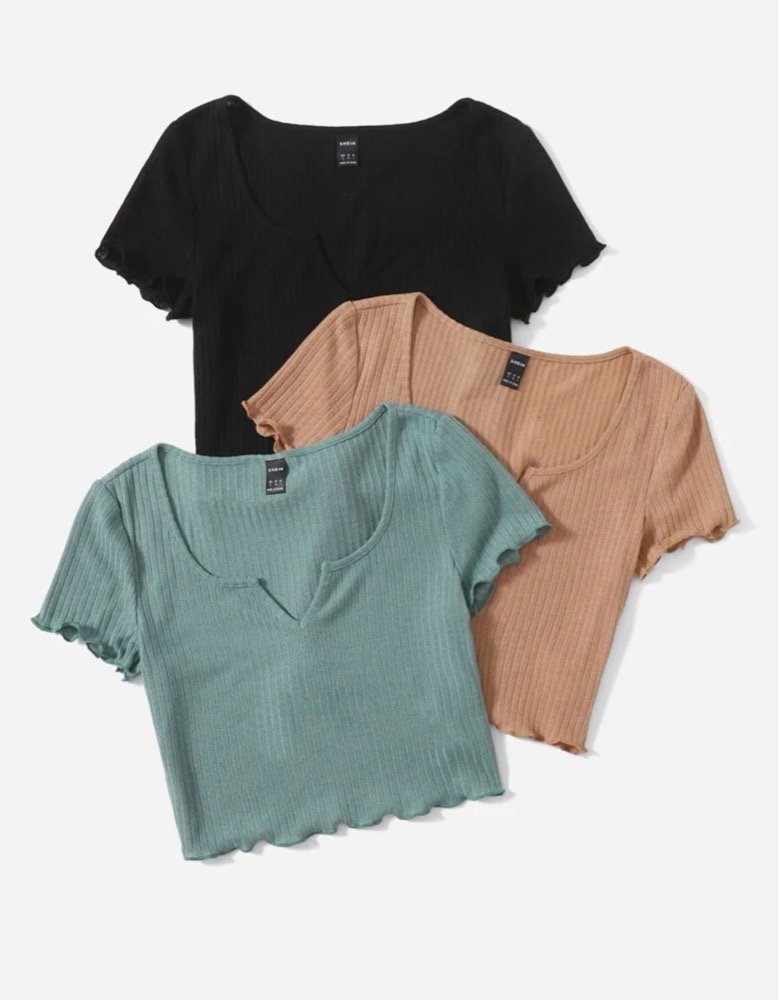 Ensemble 3 pièces t-shirt court à bordure 