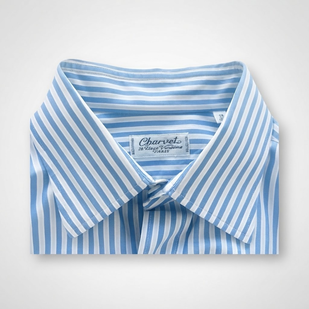 Chemise Charvet à rayures bleu ciel et blanches taille 39