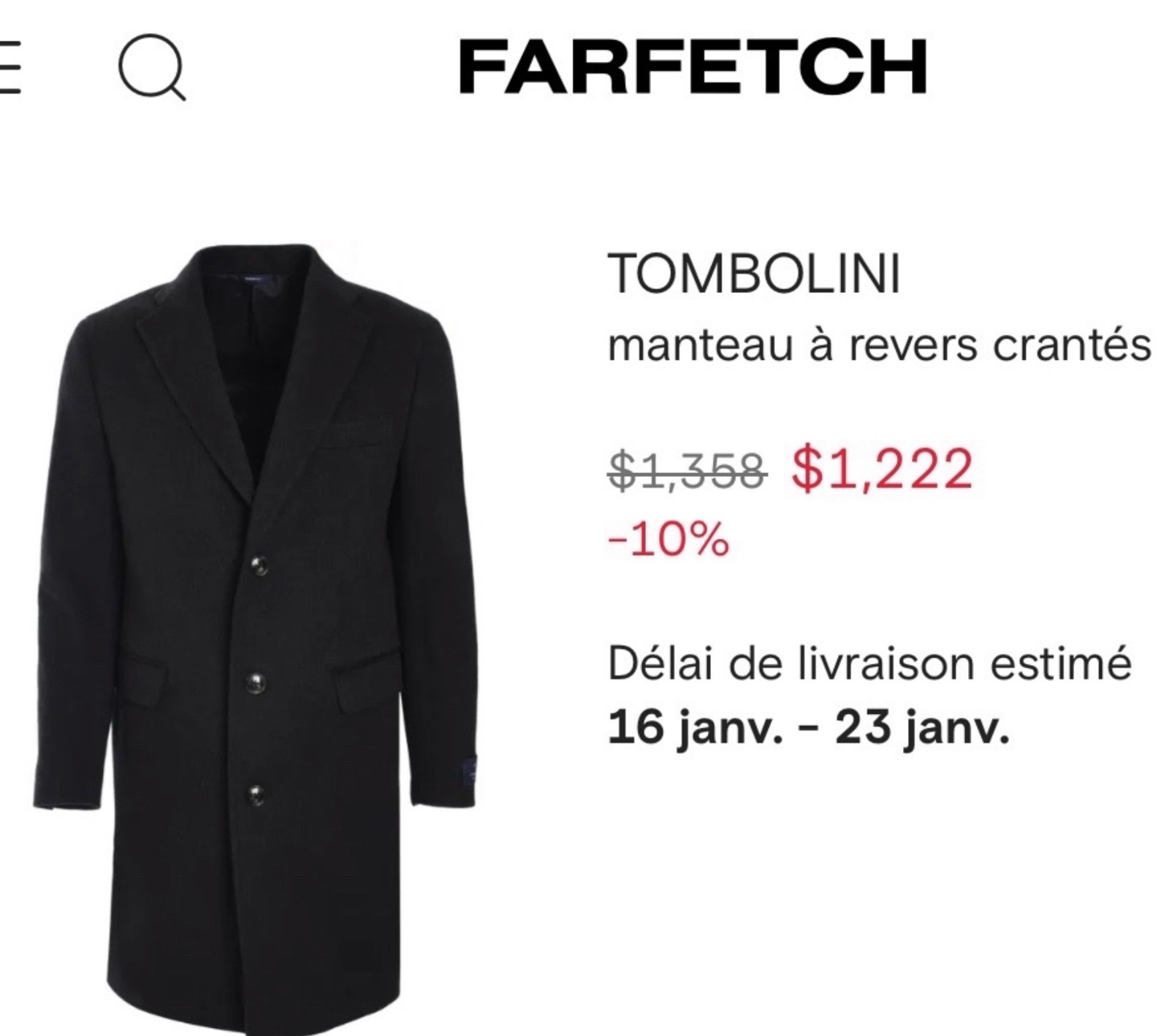 Manteau Tombolini laine et cachemire T52 IT