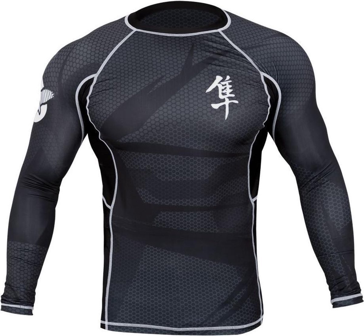 Hayabusa Metaru 47 long sleeve Rash Guard designed for mixed martial arts (MMA), Brazilian Jiu-Jitsu (BJJ), and grappling.