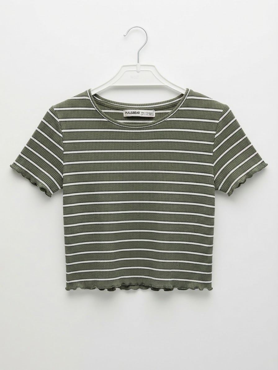 Crop top côtelé à rayures 