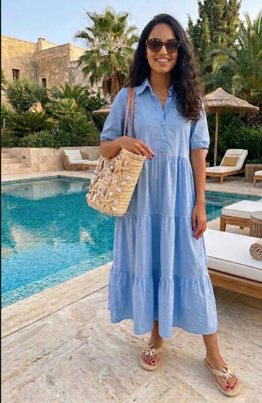 Robe chemise bleu ciel 