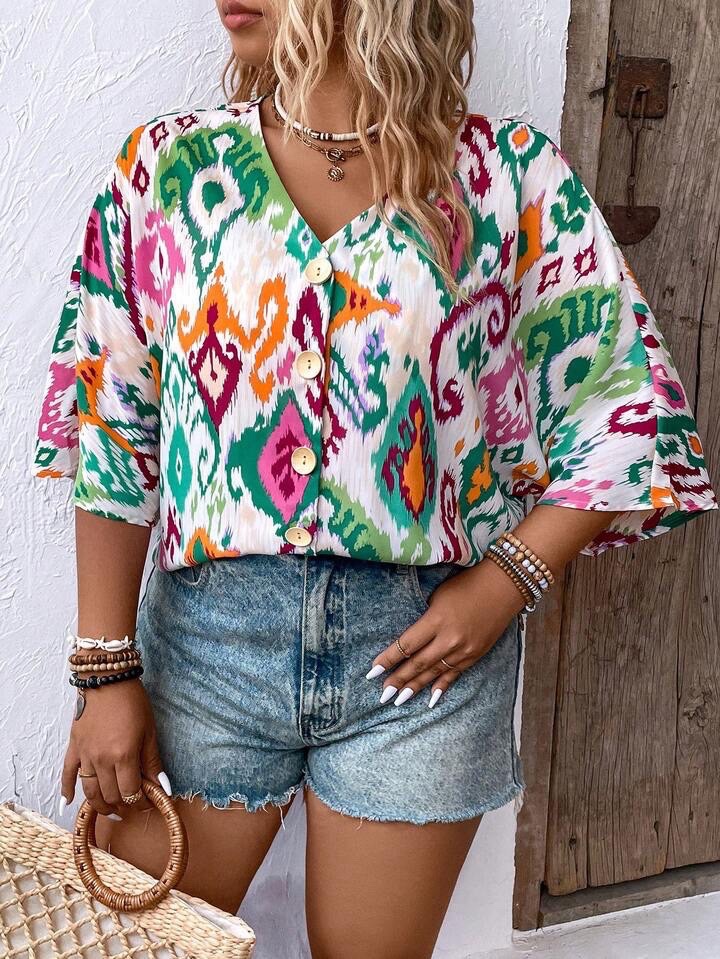 Blouse avec boutons multicouleurs Shein