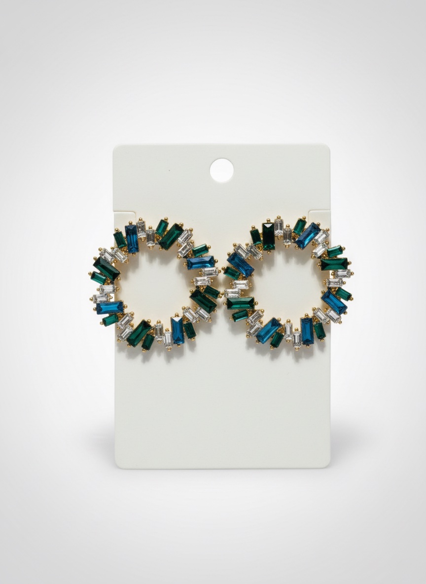 Boucles d'orielles vert et bleu 