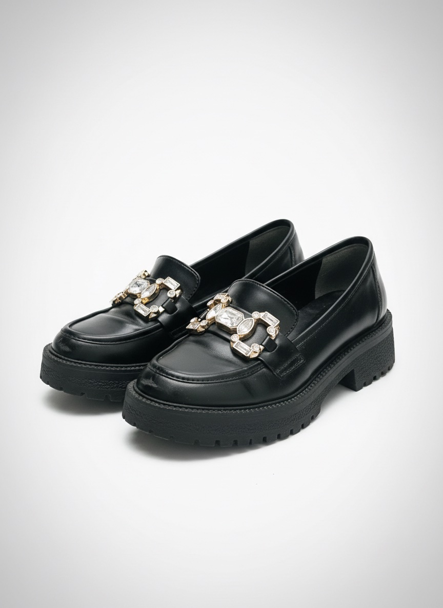 Derbies noir avec strass 