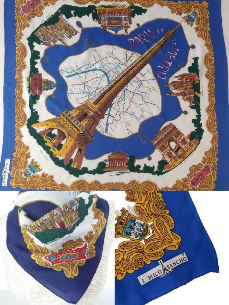 Foulard vintage. Signé J. Micho Sancho
