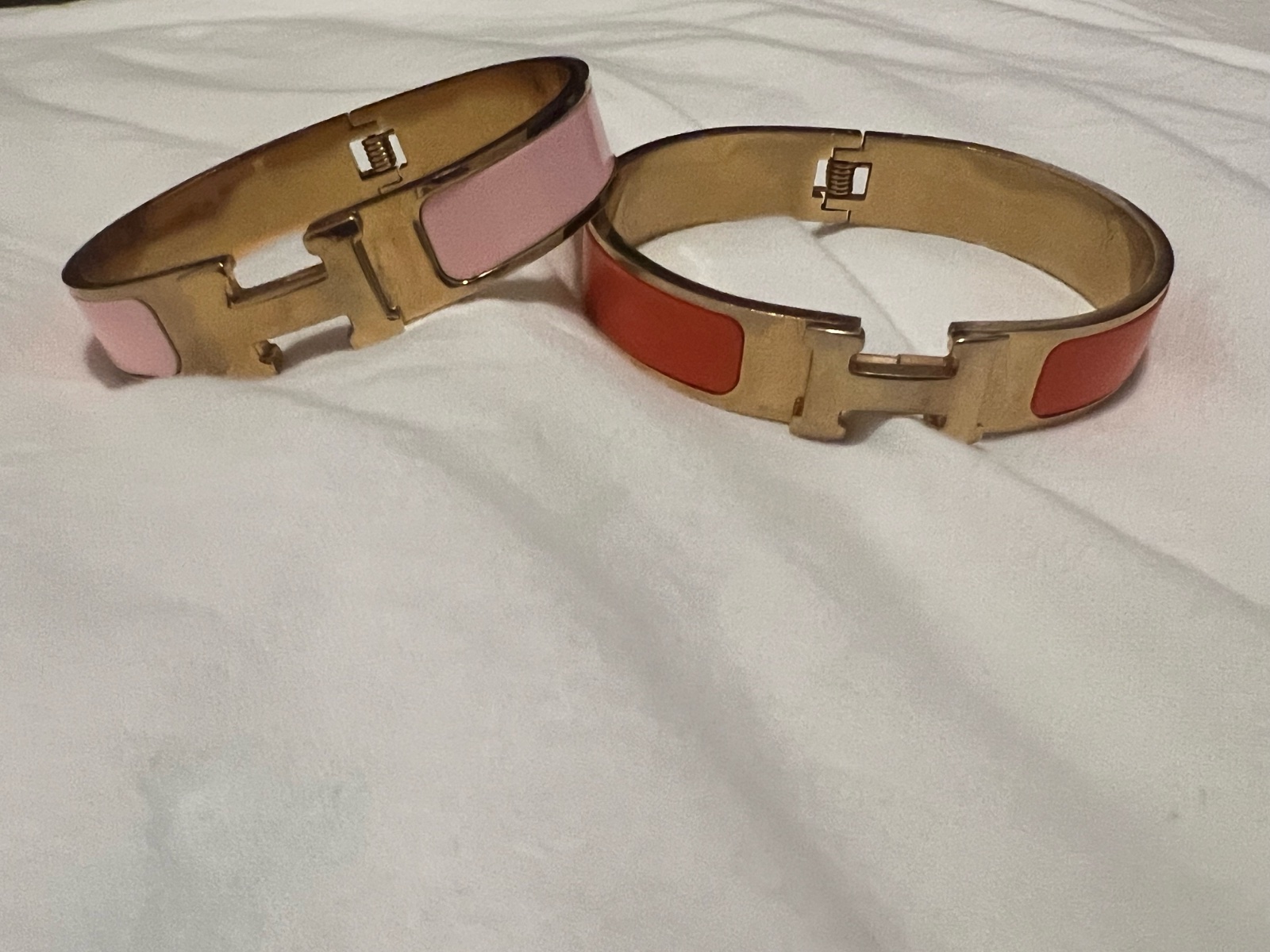 Bracelet H - orange et rose - acier inoxydable 