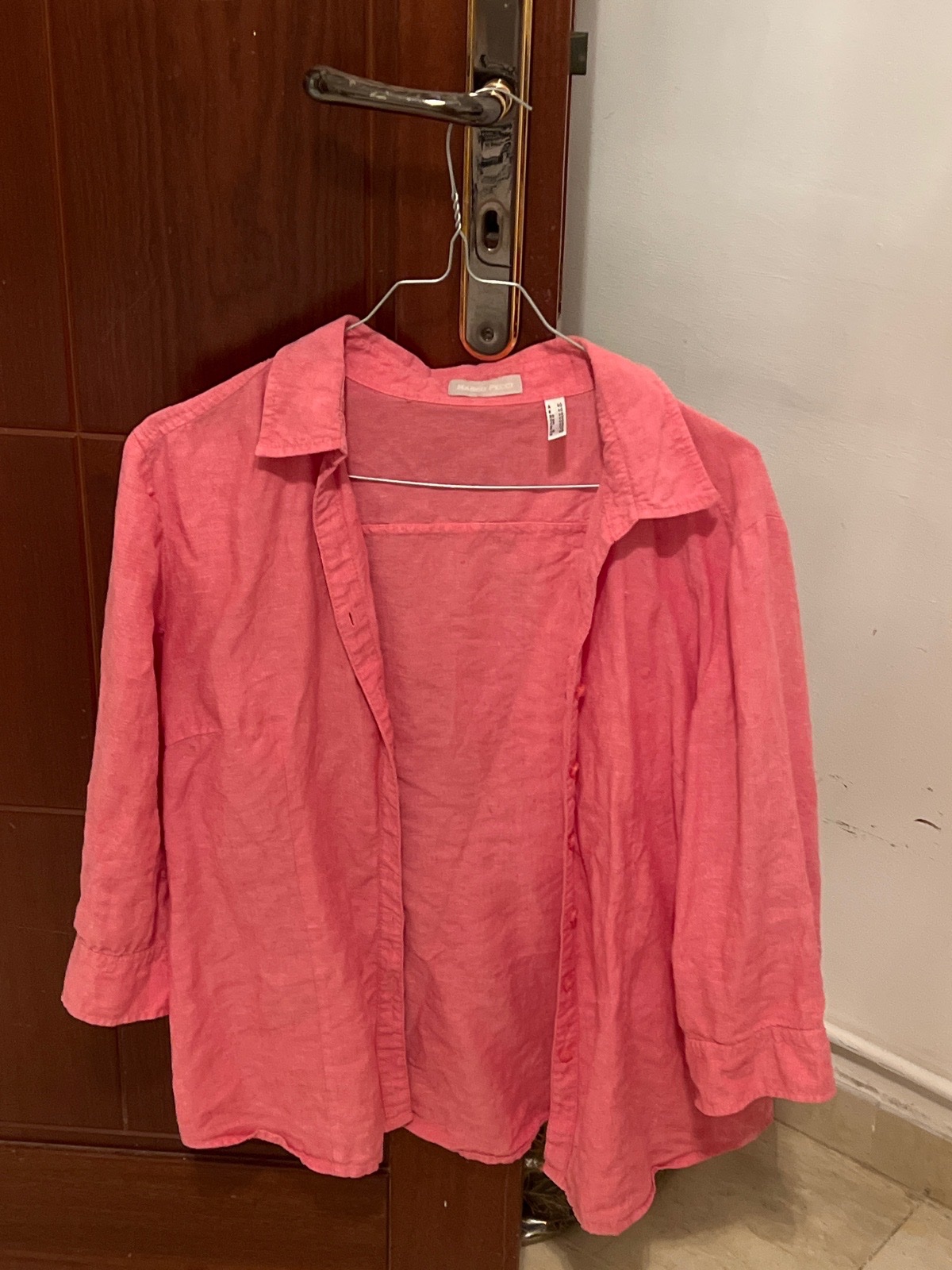 Chemise en vrai lin rose - manched 3/4