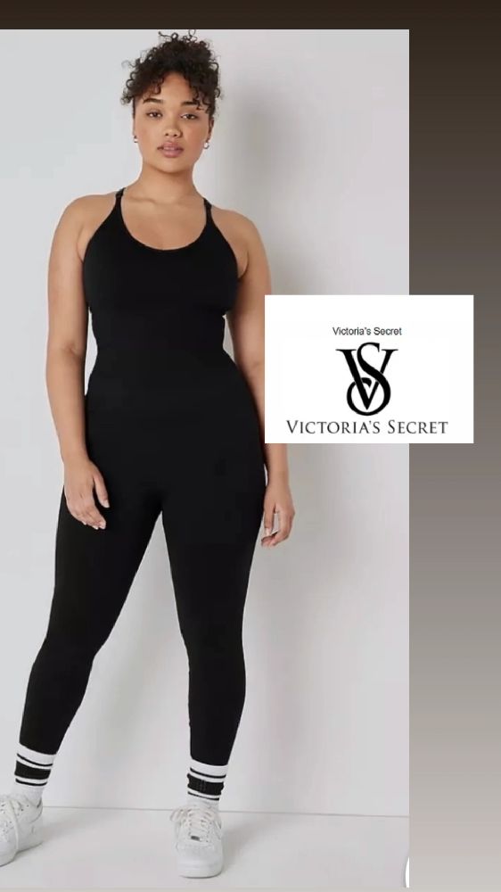 Victoria's Secret Pink Active Wear Noir Une Pièce Entraînement Gym /yoga Sans Couture gainante