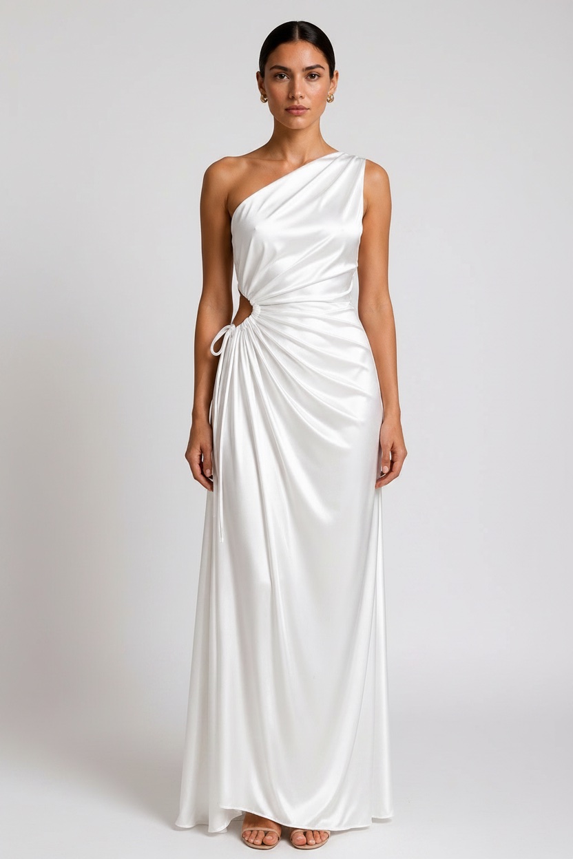Robe asymétrique effet satiné