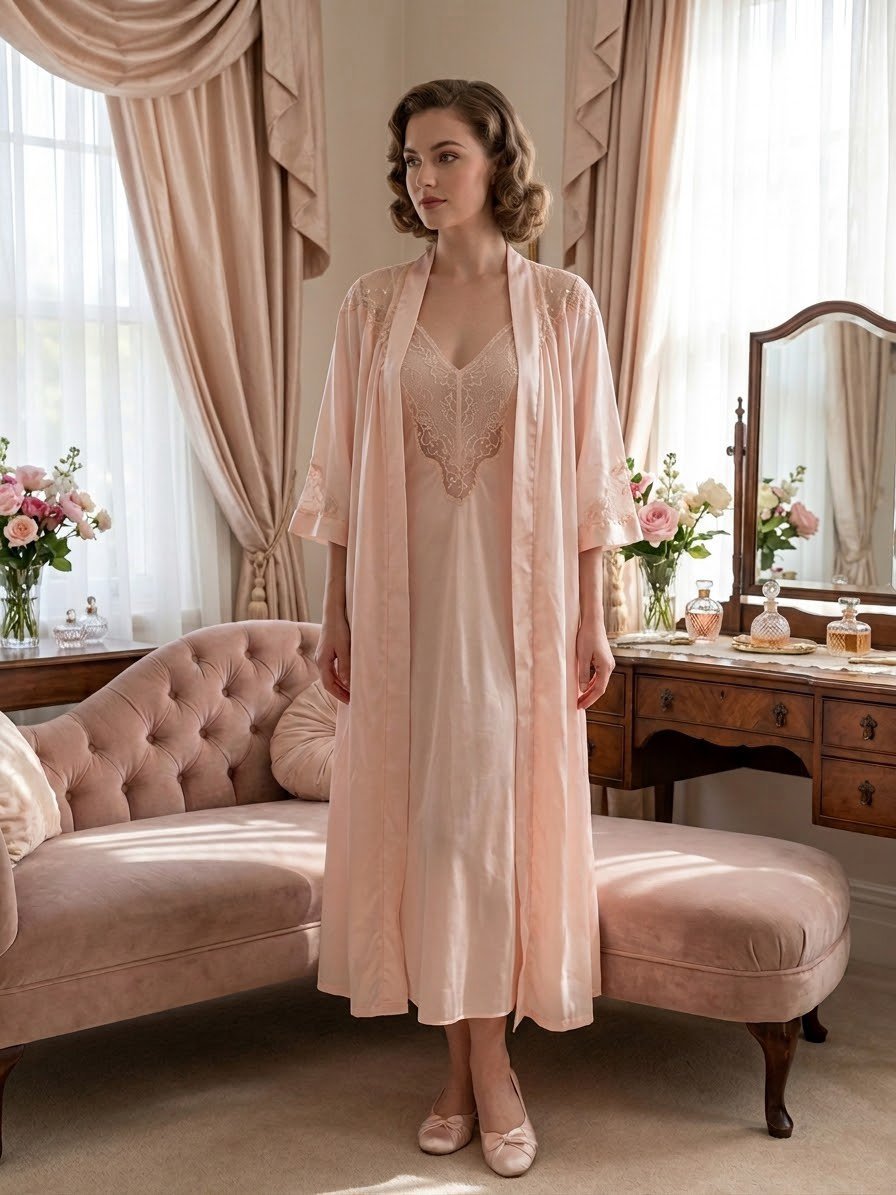 Ensemble de lingerie vintage rose pâle 