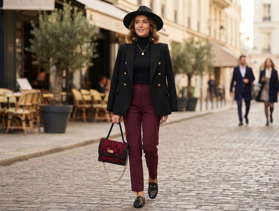 Un sac rn crochet rouge et noir 