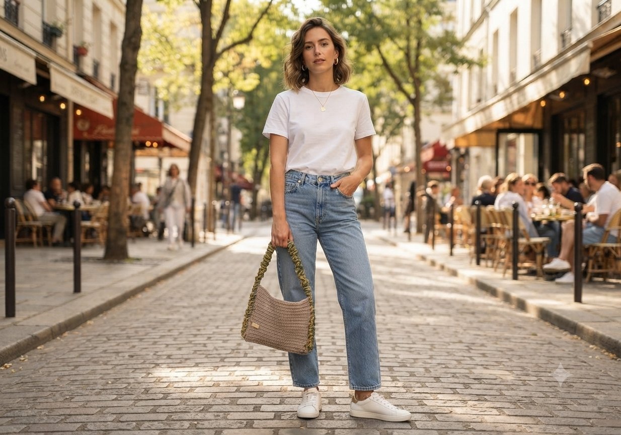 Un sac à main bicolore en crochet