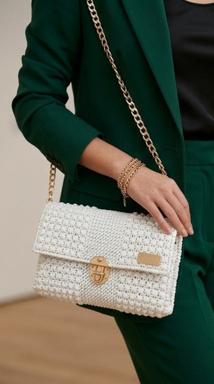 Sac à main blanc en crochet