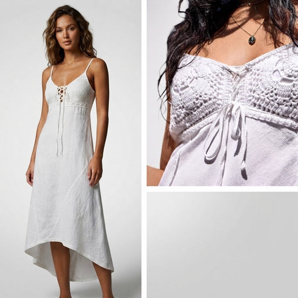 Une robe d'été blanche d'inspiration bohème et romantique.