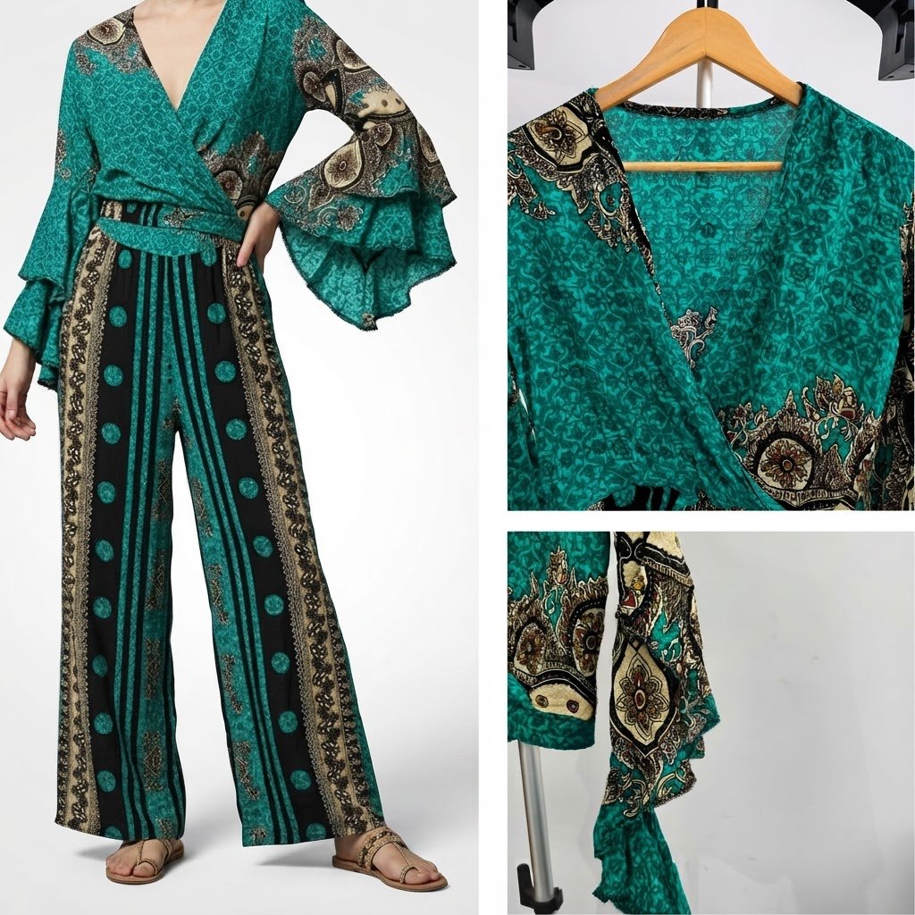 Combinaison florale avec deux pièces de style bohème,