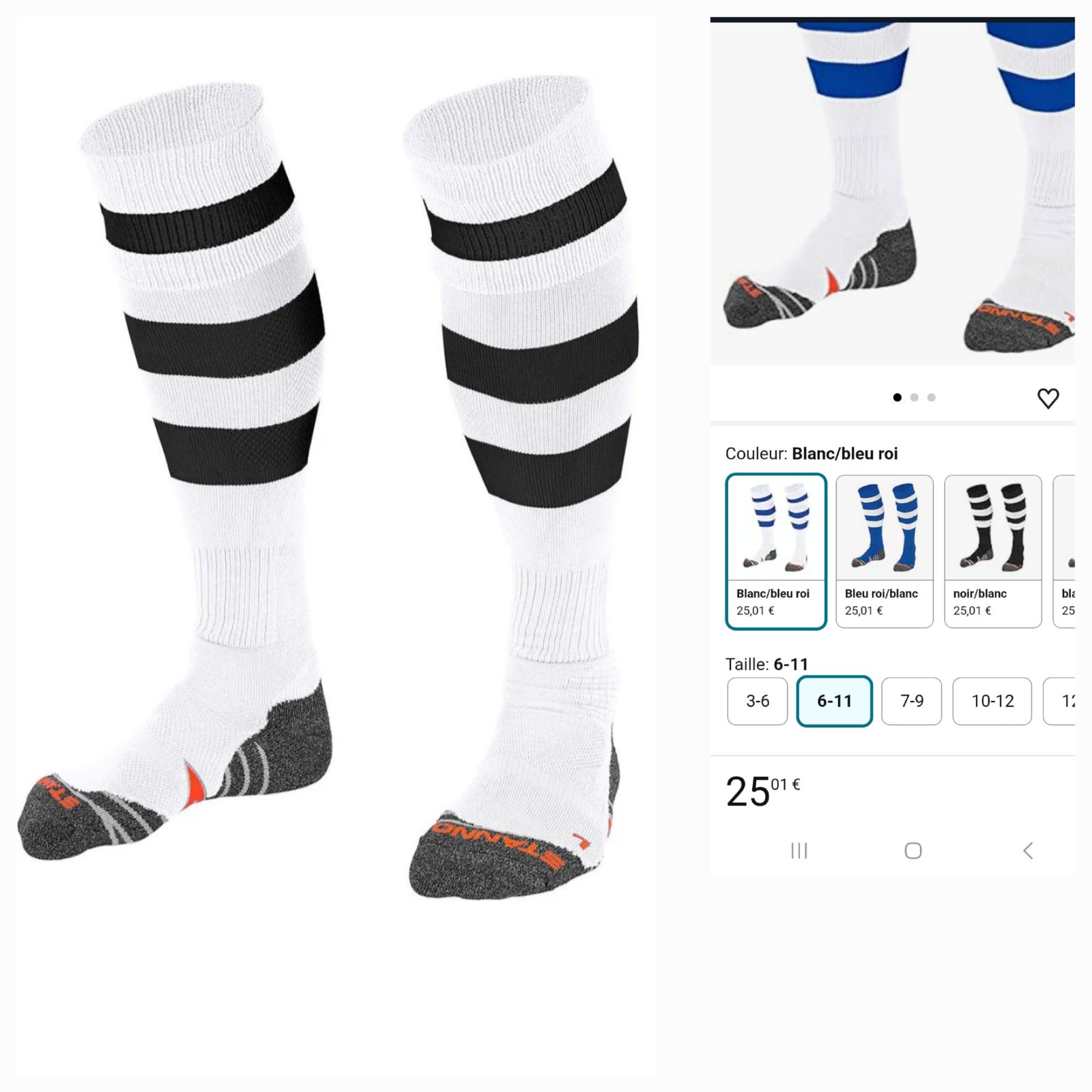 Chaussettes football Stanno 41-44 importées 