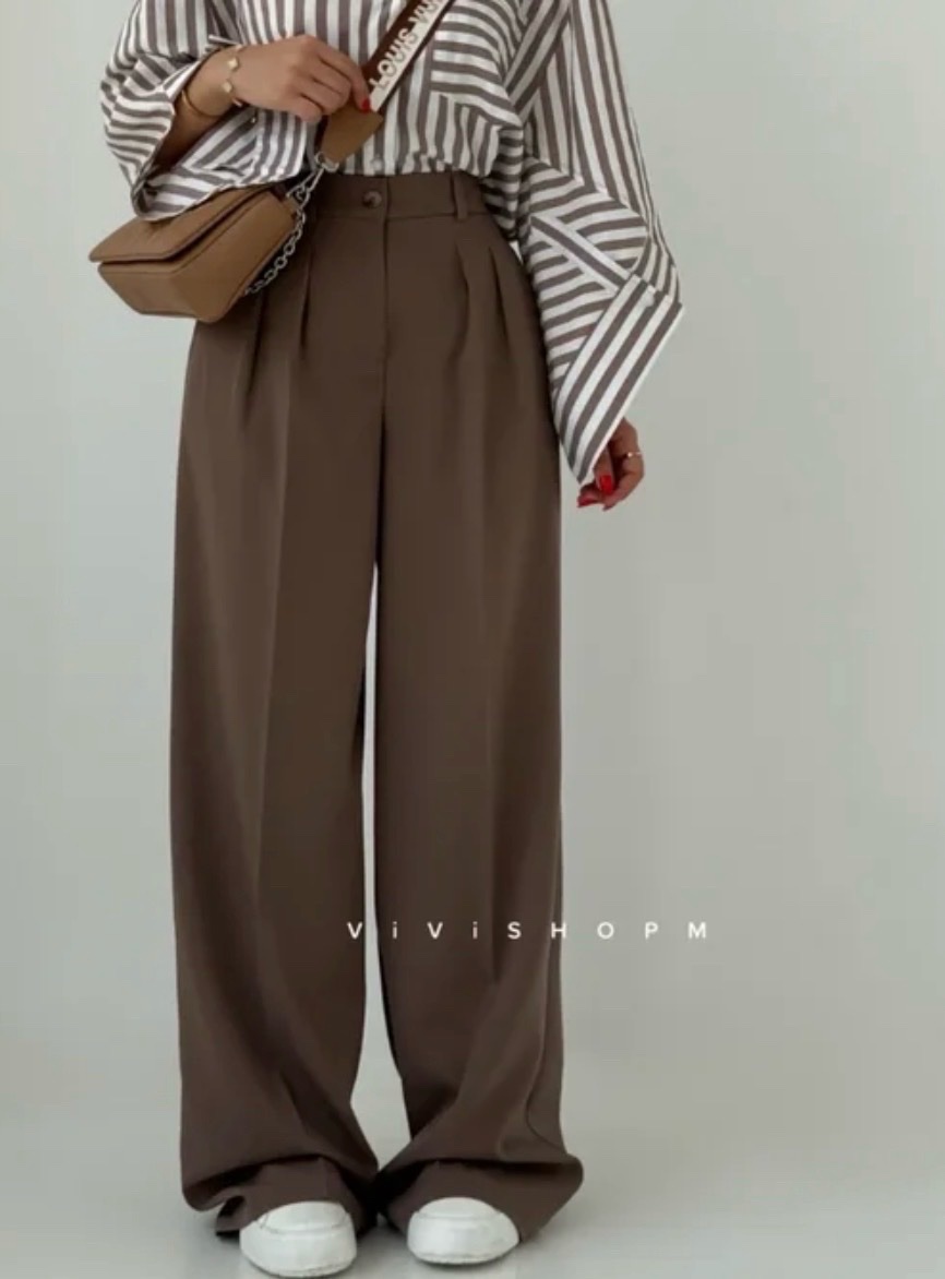 Pantalon large marron