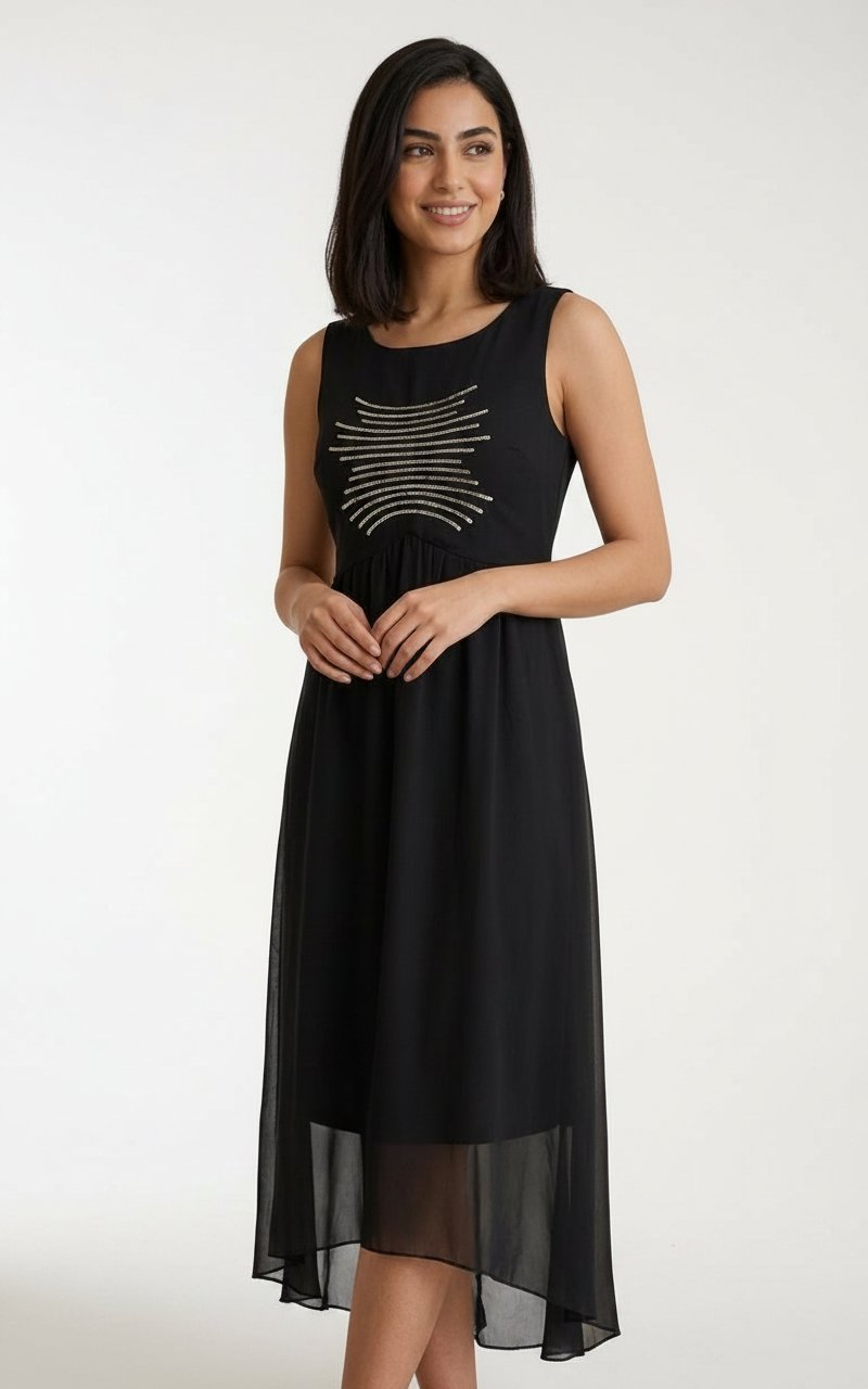 💫Robe noire élégante – Taille 40 ✨ ​Matière : Mousseline fluide avec doublure intégrée pour un confort optimal.