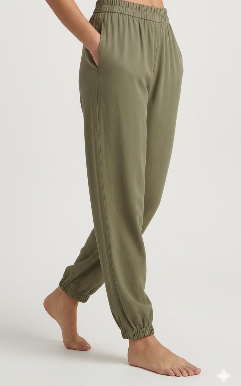 🌿✨ Nouvelle Collection ✨ ​Pantalon C&A  en vert kaki, taenille 42 disponible ! Coupe fluide, ultra-confortable avec taille et chevilles élastiques. ​🛍️