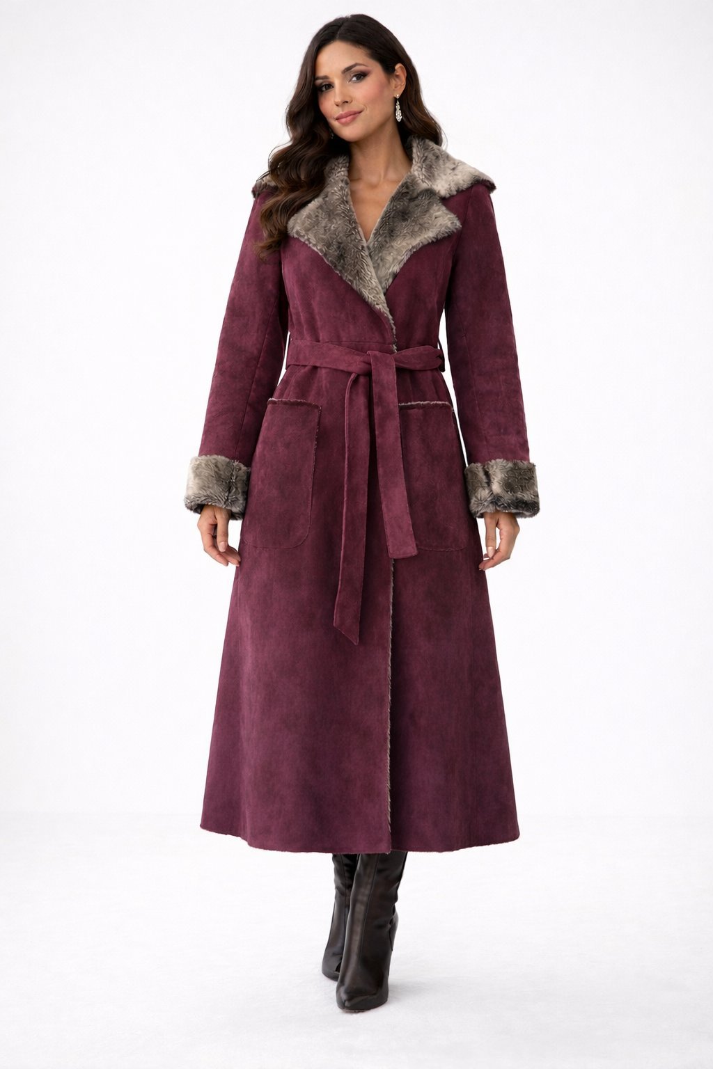 💜✨️ Manteau dain violet neuf importé de france fourure interieur taille 40💜✨️ 