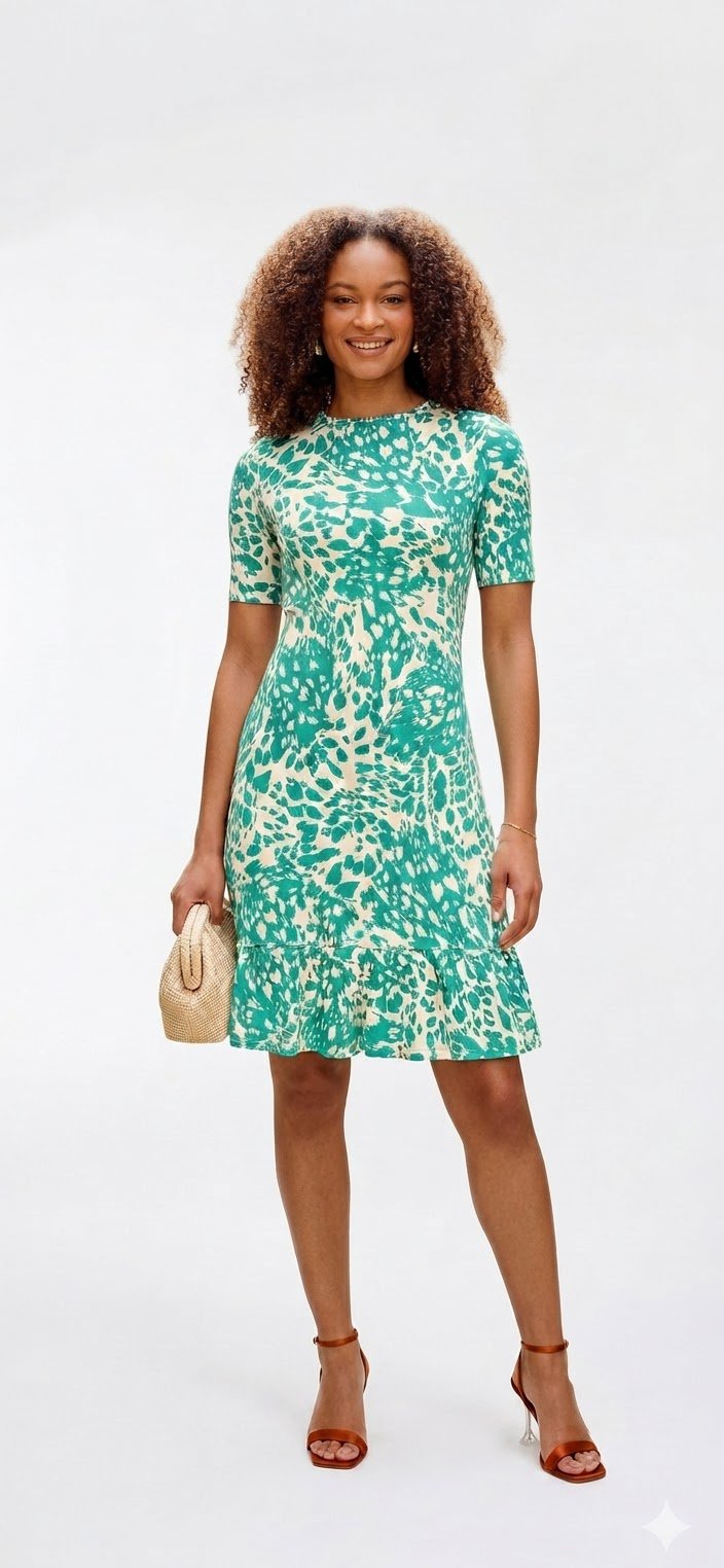 💫Robe d'été _Friends Like These" 🇬🇧 Magnifique robe fluide avec un joli imprimé vert taille_ 38