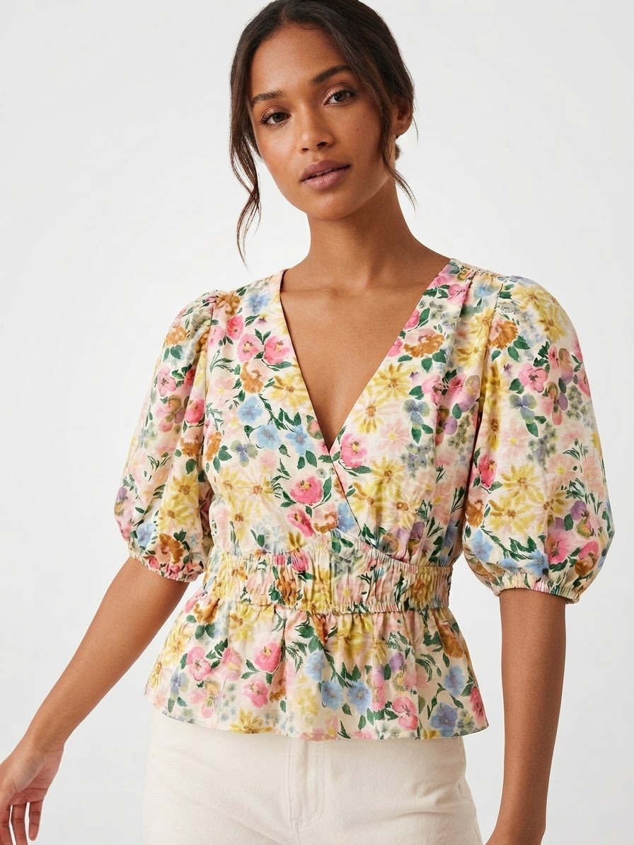 ✨️Chemisier court _ a fleurs  C&A ✨️ taille 38 