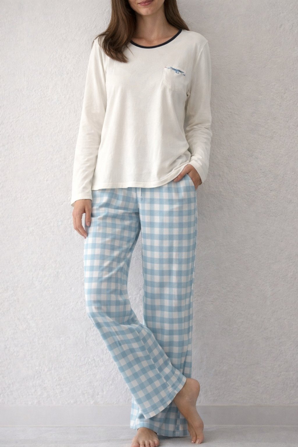 ✨️Pyjama en coton ✨️ Taille 44 – Pantalon à carreaux et pull beige de la marque Bréal neuf✨️ 