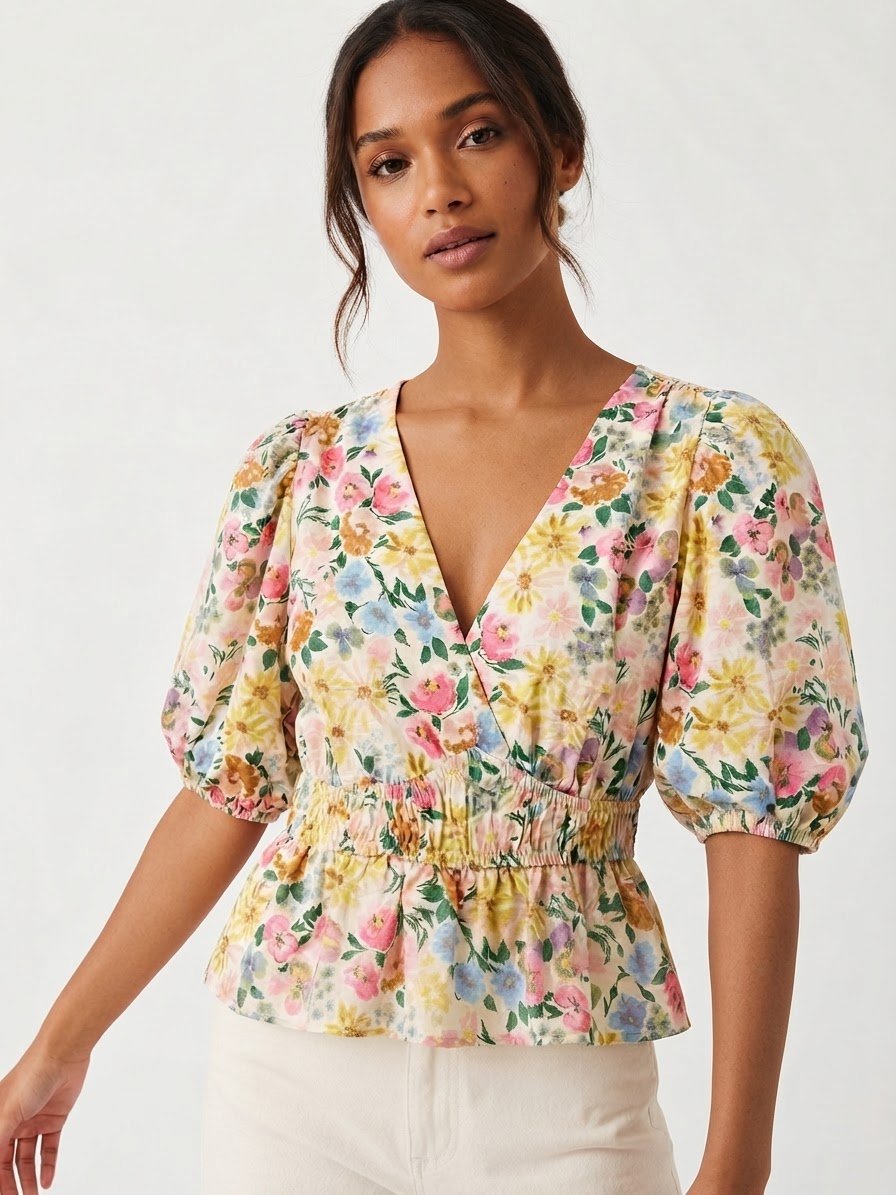💫Chemisier court _ a fleurs  C&A ✨️ taille 40 