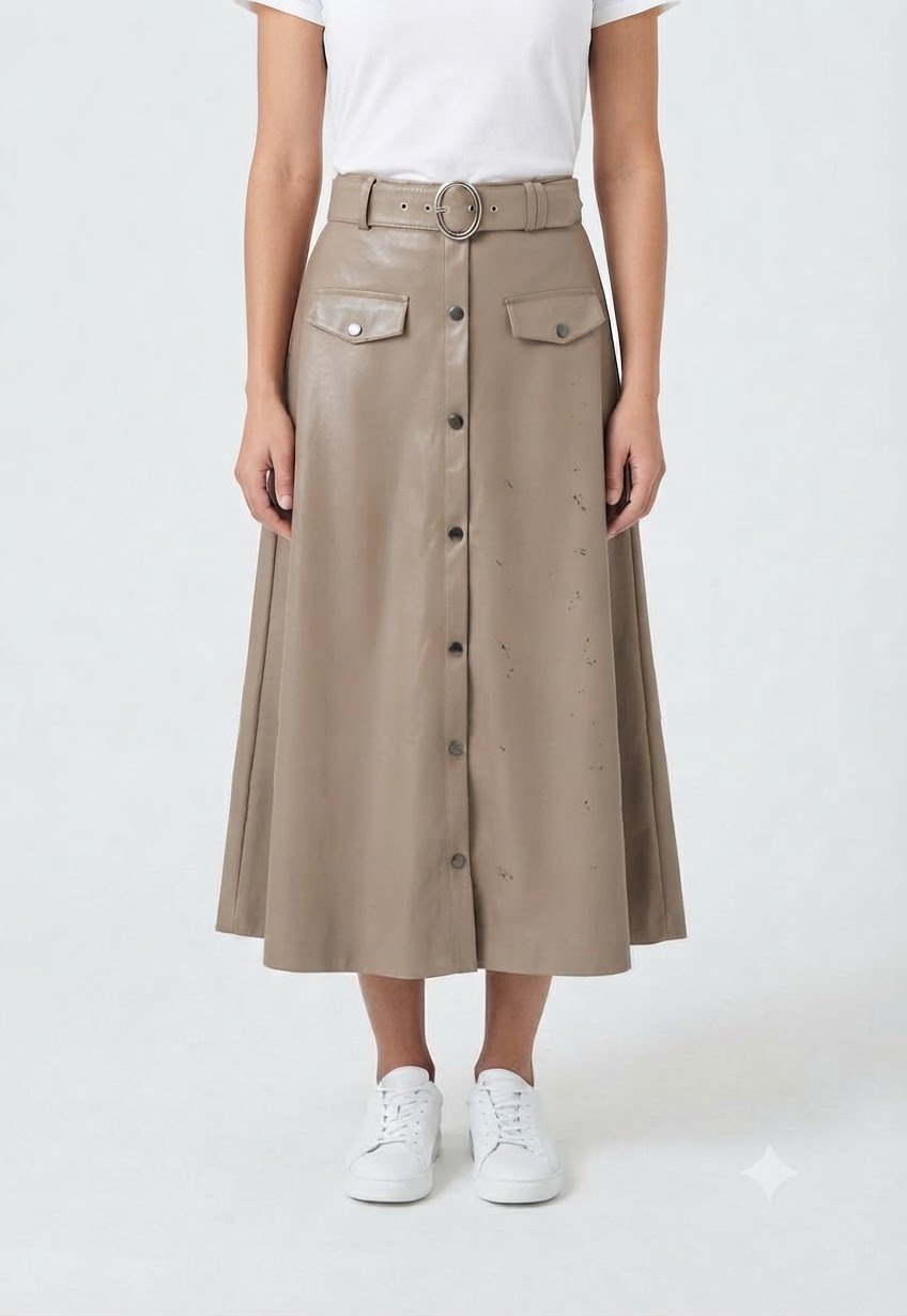 ✨️Jupe midi en simili-cuir – Chic & Tendance _taille 42