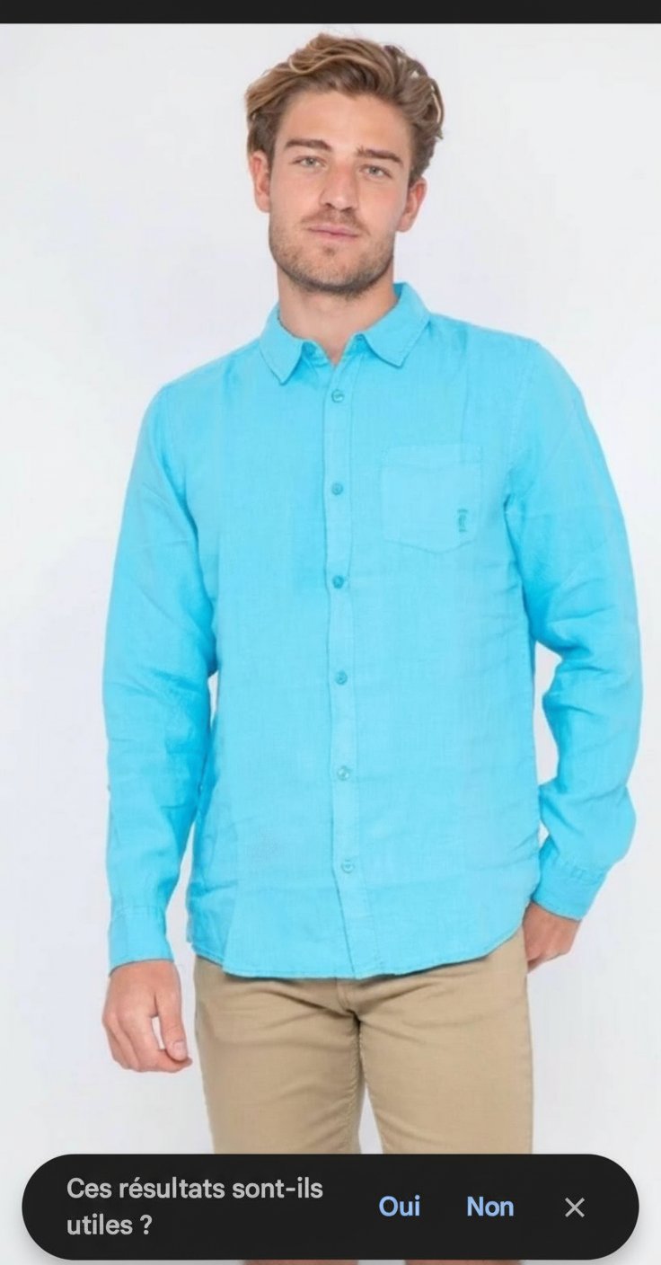 ✨️🎈chemise bleue à manches longues est une chemise en lin de la marque Club Med.