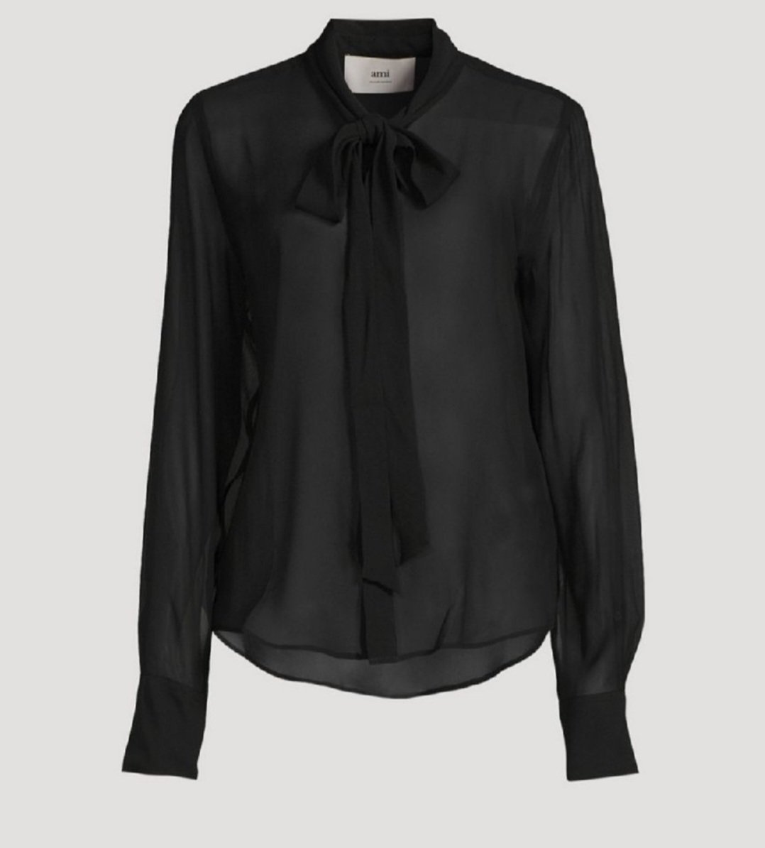 ✨️Chemise noire en mousseline – Taille 40 – Avec nœud papillon – Élégante et raffinée pour toutes vos occasions ✨