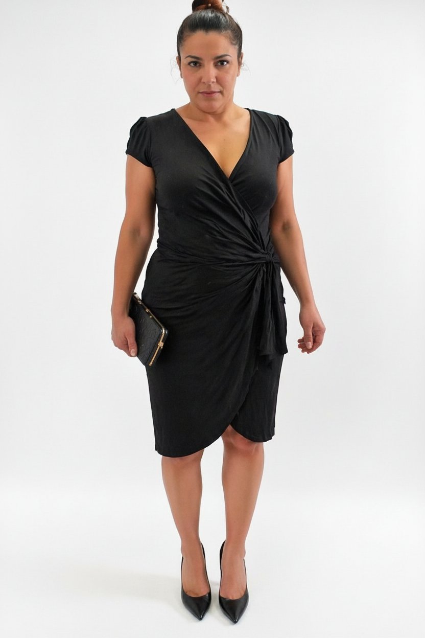 ✨️🎉 Robe noire élégante – coupe portefeuille ✨ Taille 38 – chic & féminine 💃 Coupe flatteuse et facile à porter