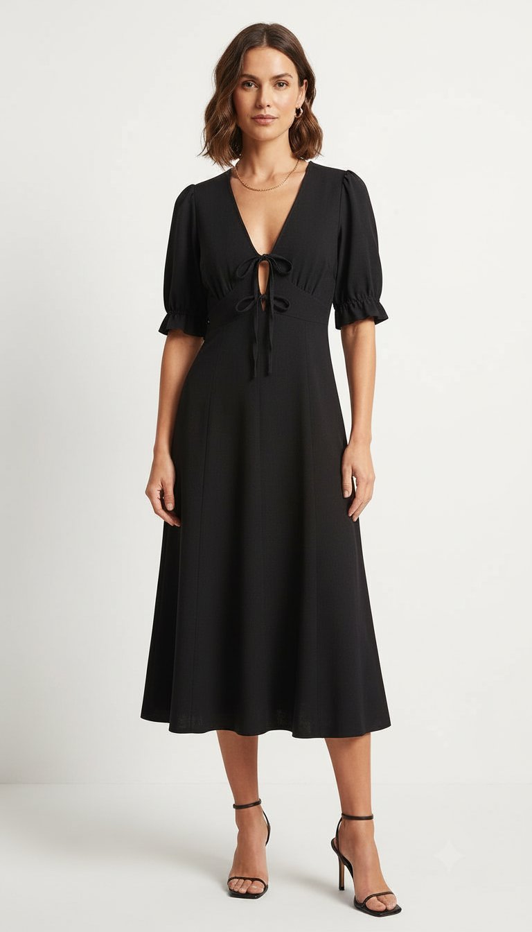 💫 Robe noire midi-🖤 ASOS ​Sublime robe noire style chic et décontracté. • Marque : ASOS • Taille : 38 • 
