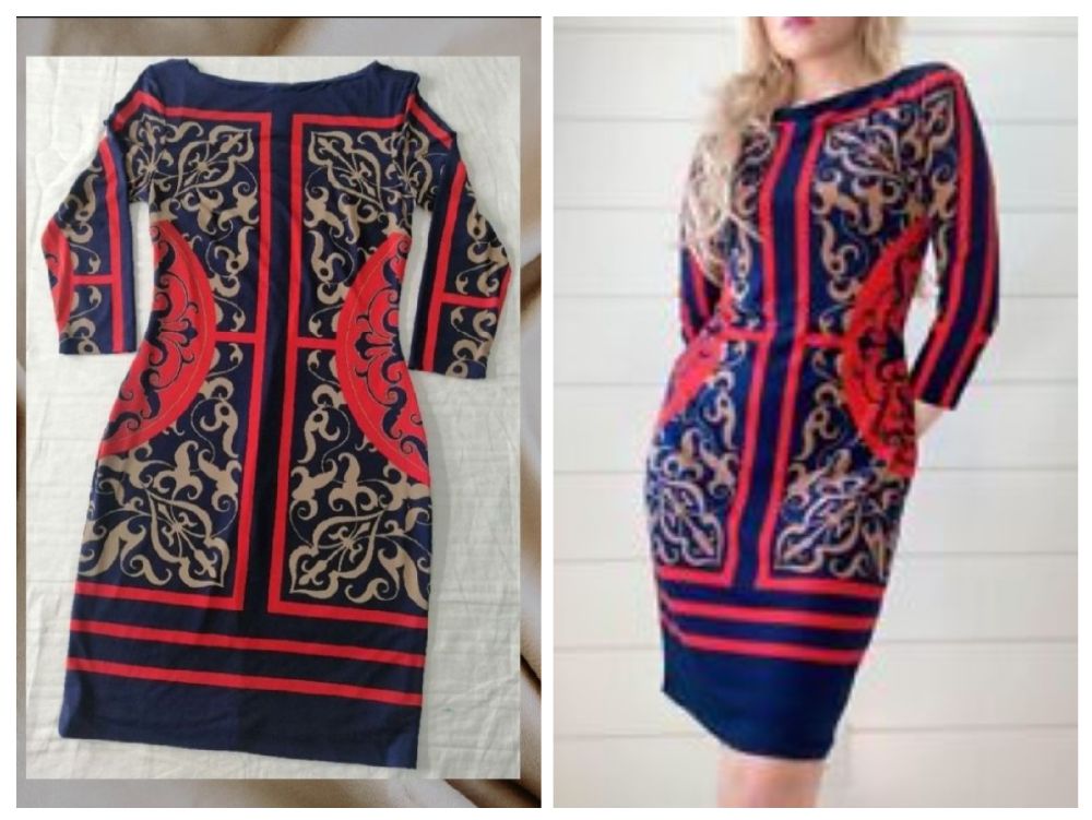 Robe moulante, à motifs géométriques 