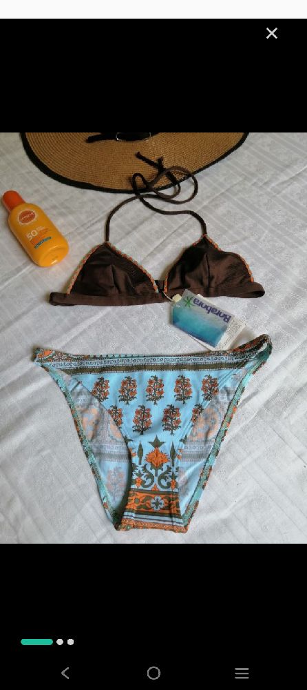 bikini 👙 marron à motif floral, neuf 