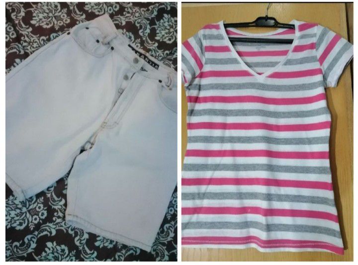 short jean délavé+ T.shirt