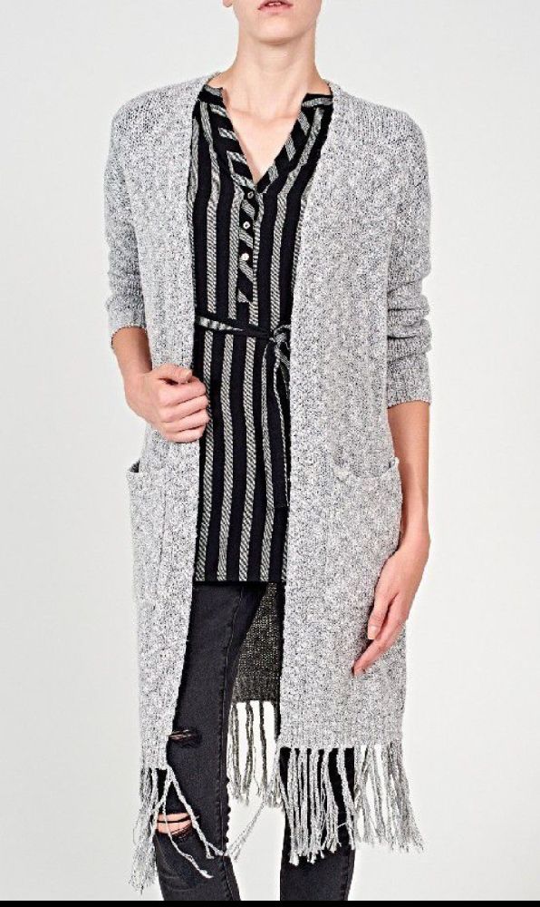 gilet long gris chiné 