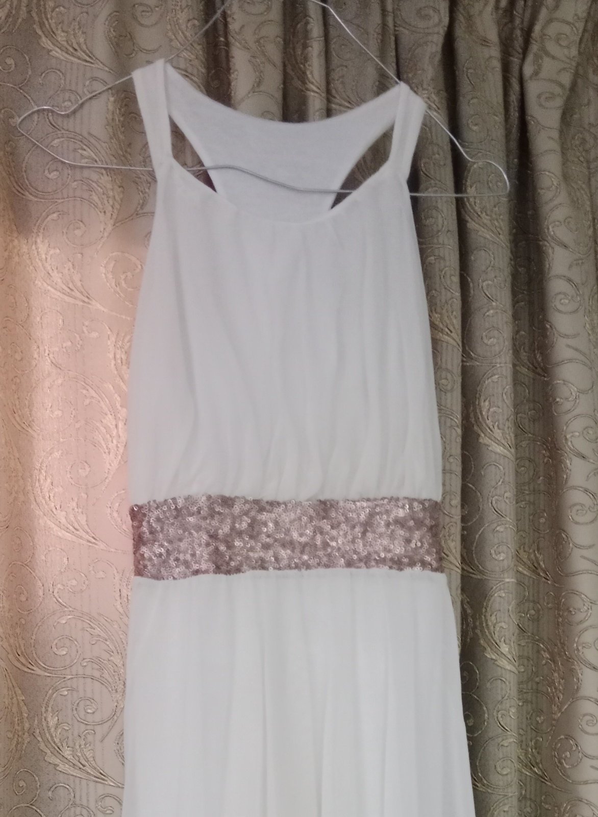 Robe soirée beige mousseline 