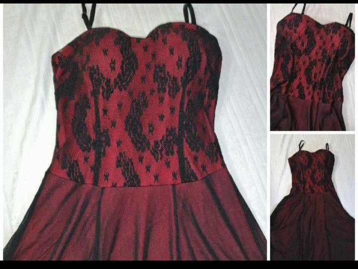 🖤❤️Robe soirée rouge et noir bretelles ❤️🖤