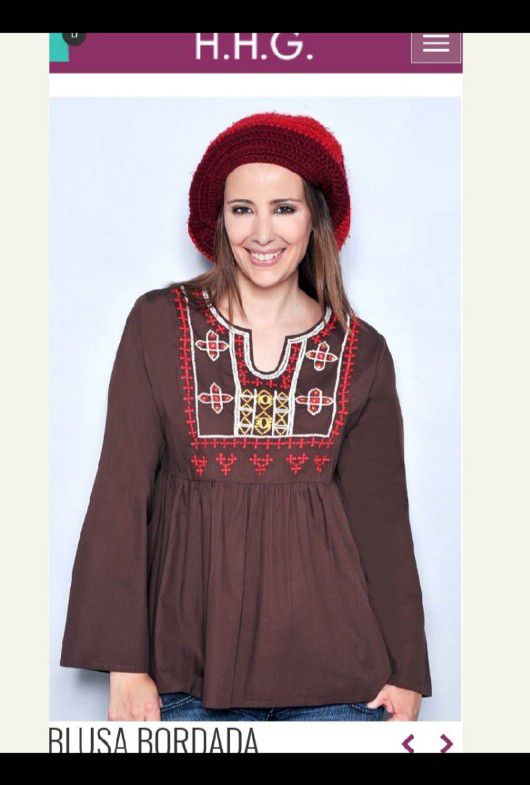 Chemise marron, à broderie, de la marque HHG